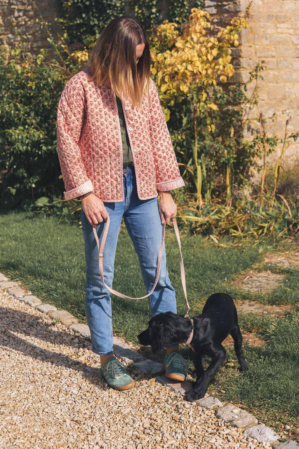 Peachy Pink Block Print Quilted Jacket