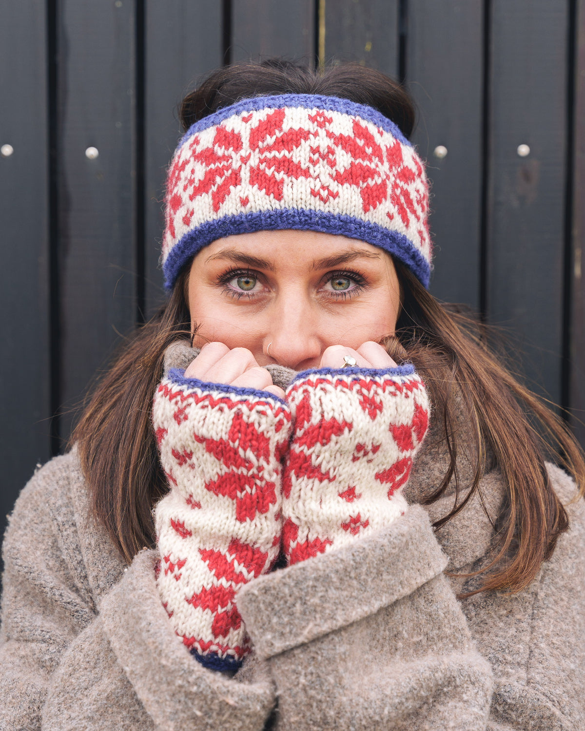 Snowflake Hand Knitted Wrist Warmers