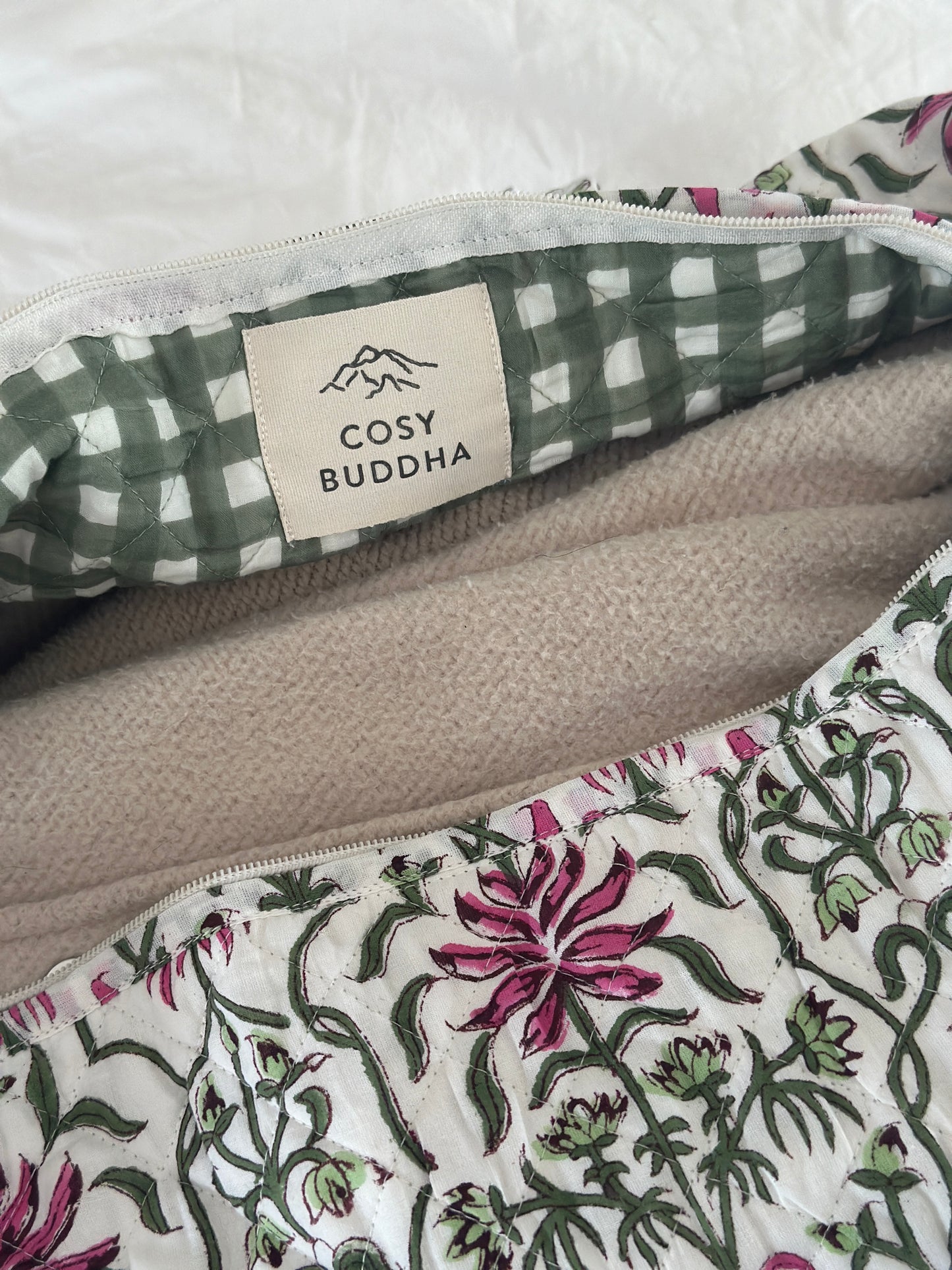 Fuchsia and Olive Block Print Duffel Bag