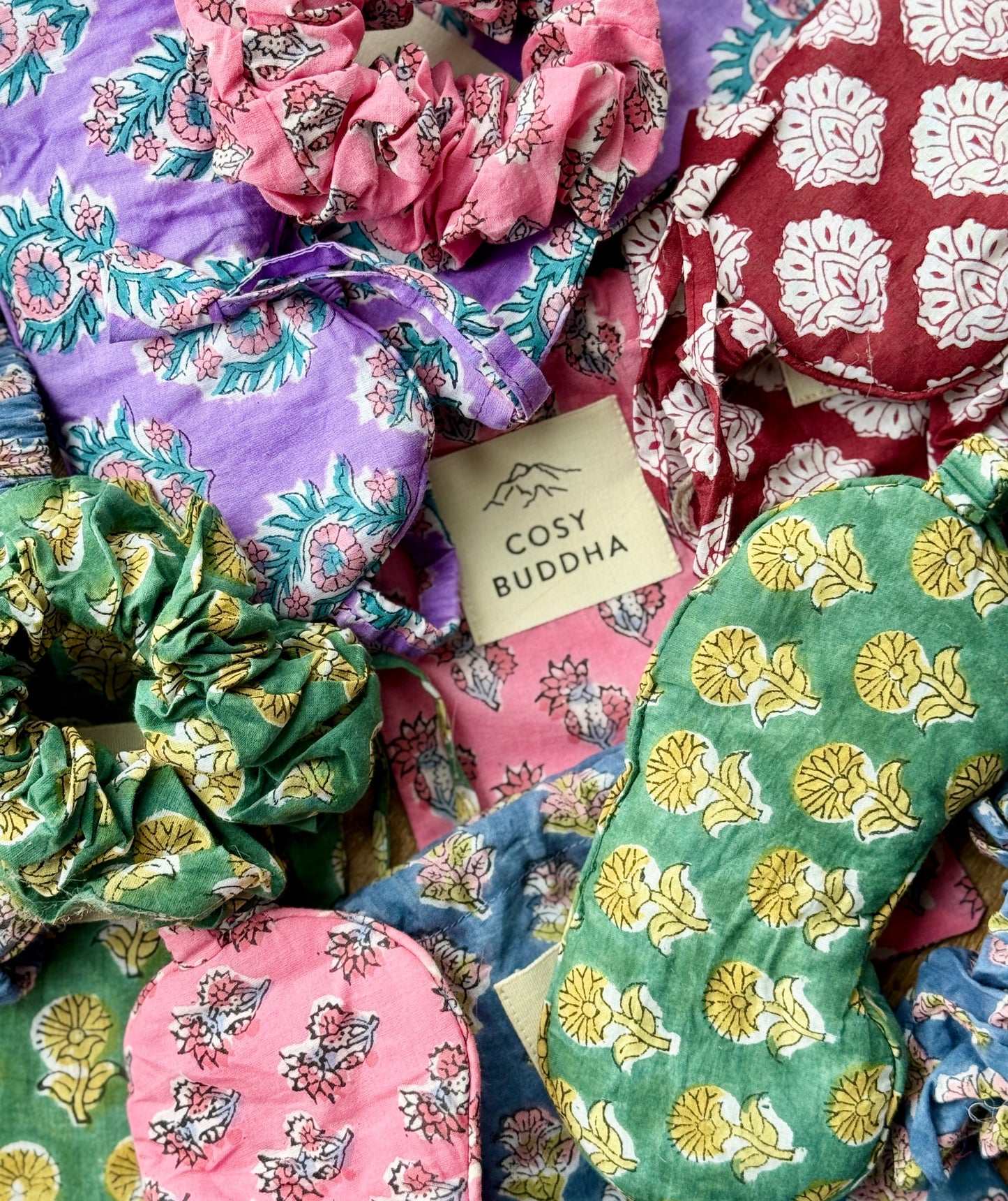 Block Print Gift Set - Eye Mask, Scrunchie & Pouch