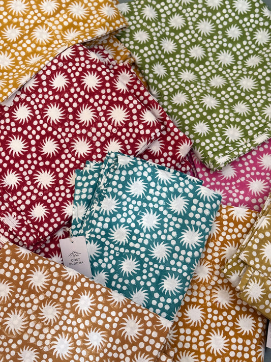 SECONDS Sunburst Block Print Tablecloths