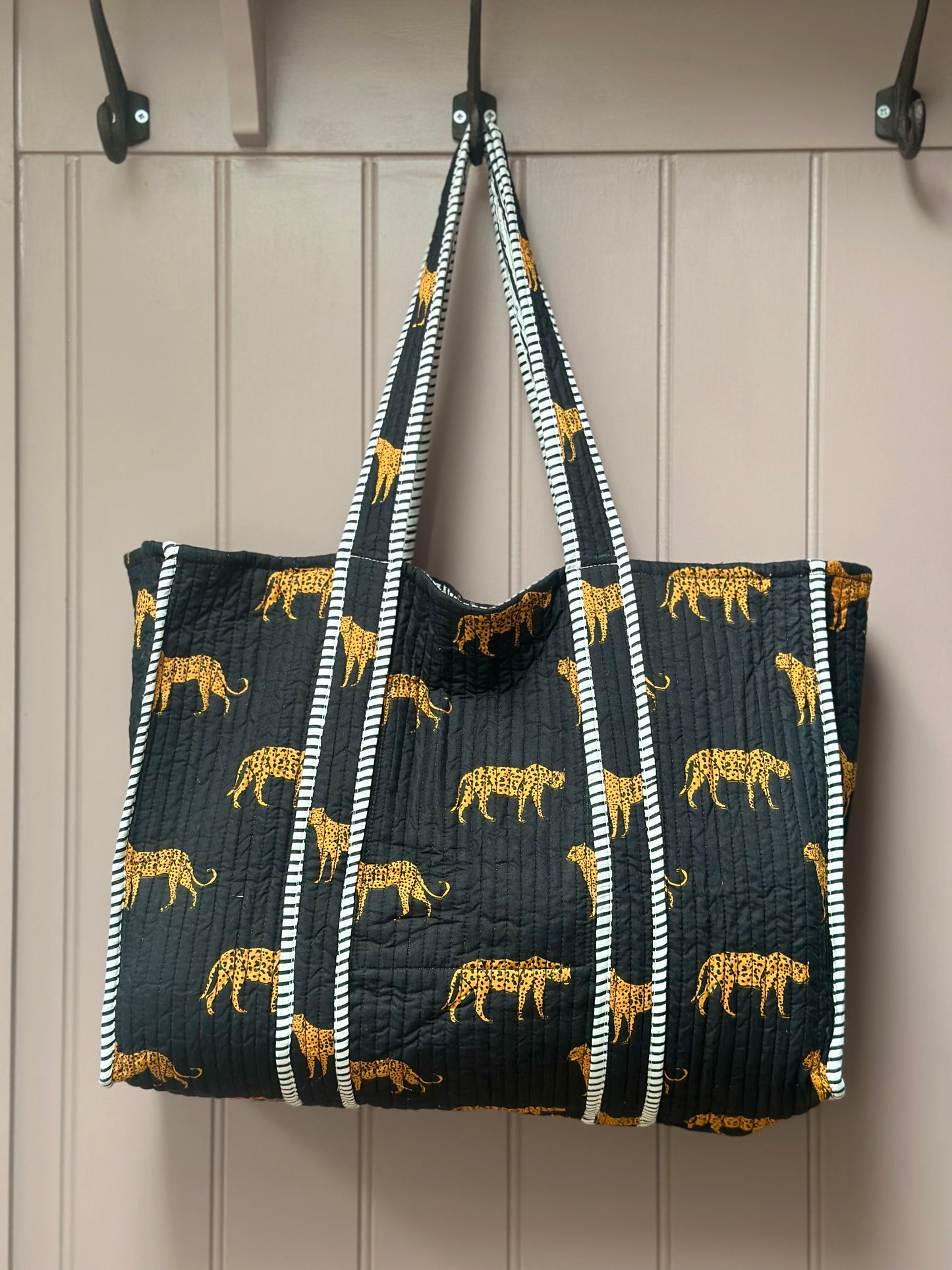 Black Cheetah Block Print Tote