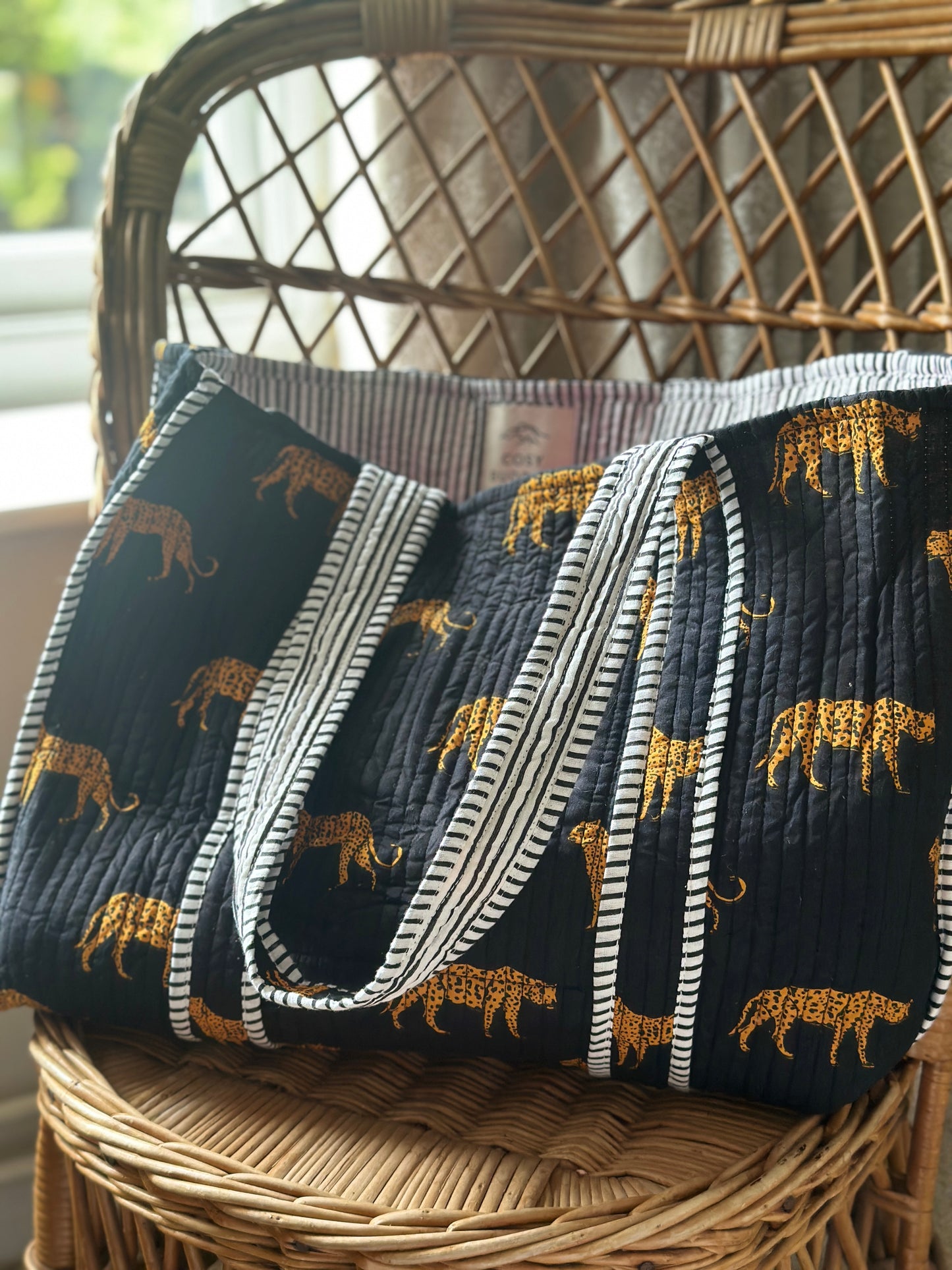 Black Cheetah Block Print Tote