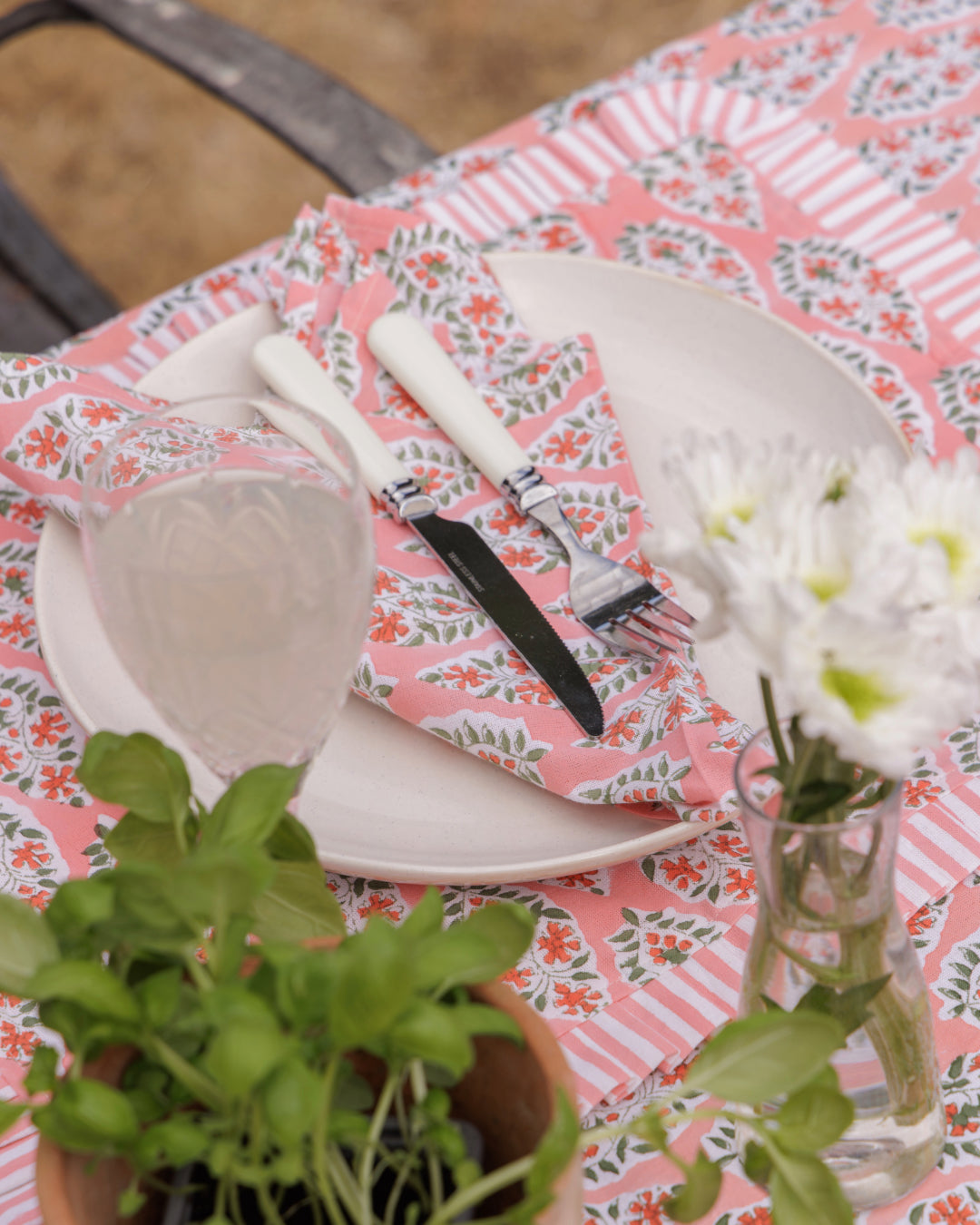 Coral Buti Block Print Placemats Set of 2
