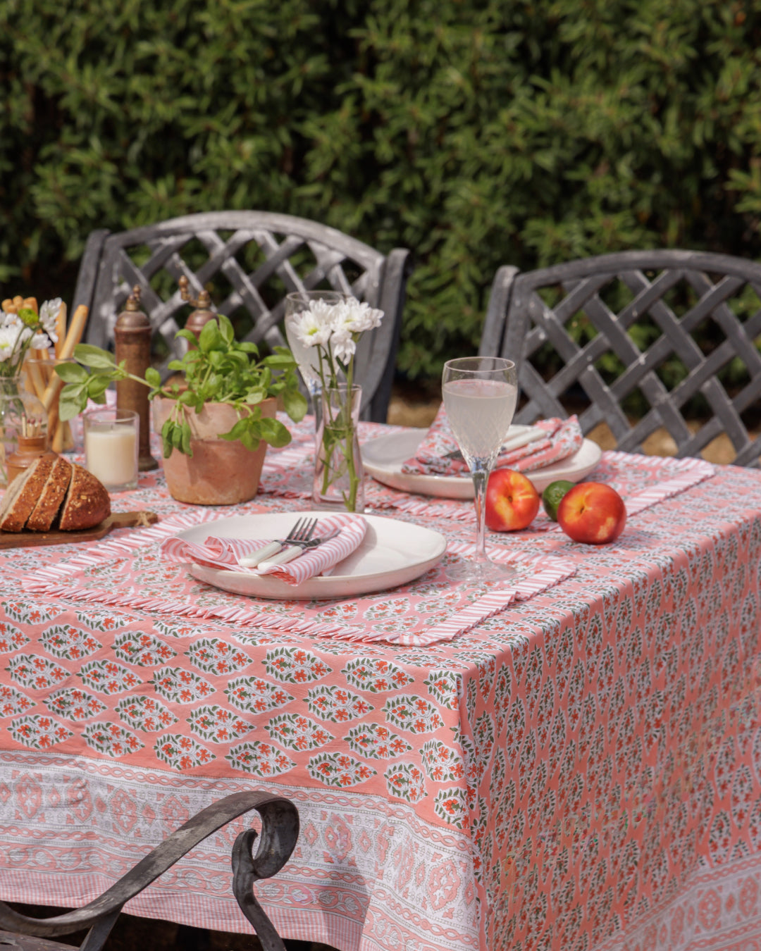 Coral Buti Block Print Placemats Set of 2