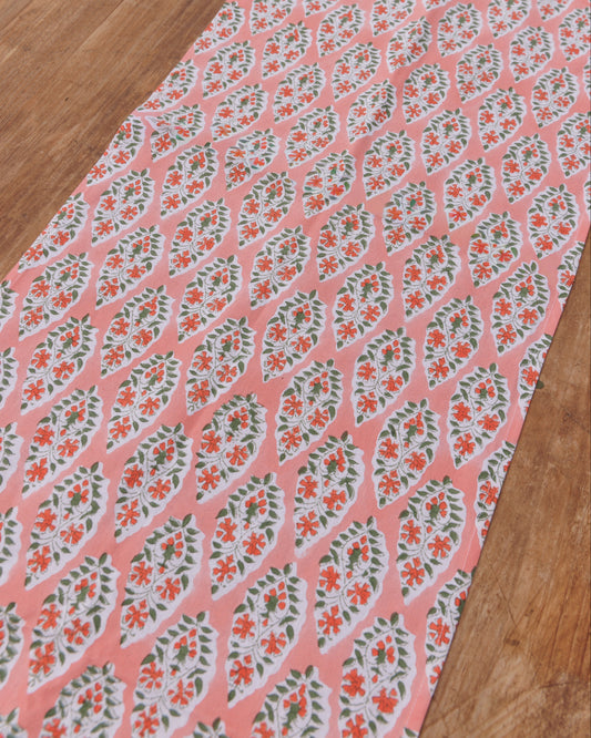 Coral Buti Block Print Table Runner