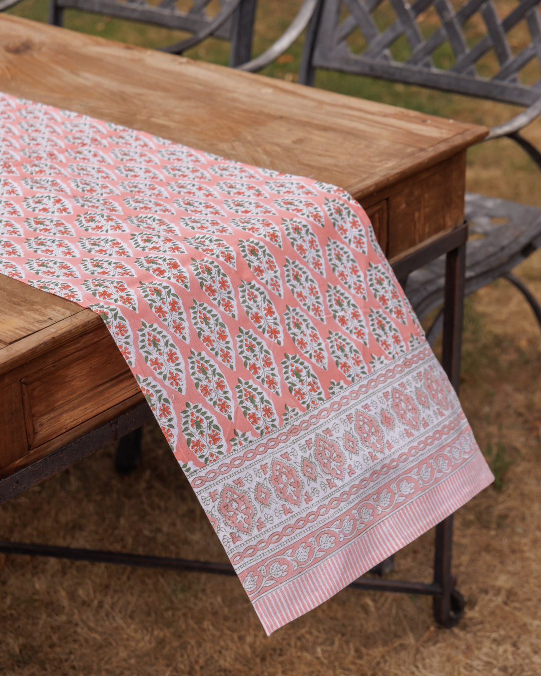 Coral Buti Block Print Table Runner