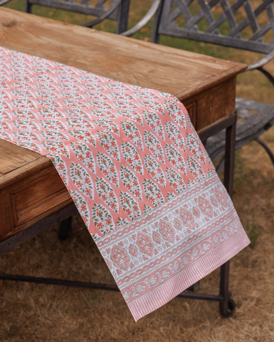 Coral Buti Block Print Table Runner