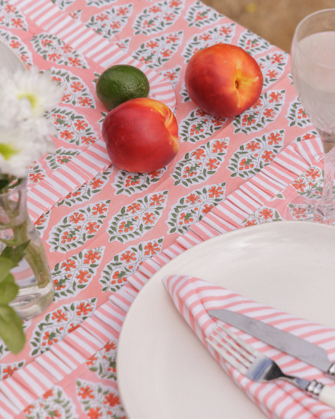 Coral Buti Block Print Napkins Set of Four