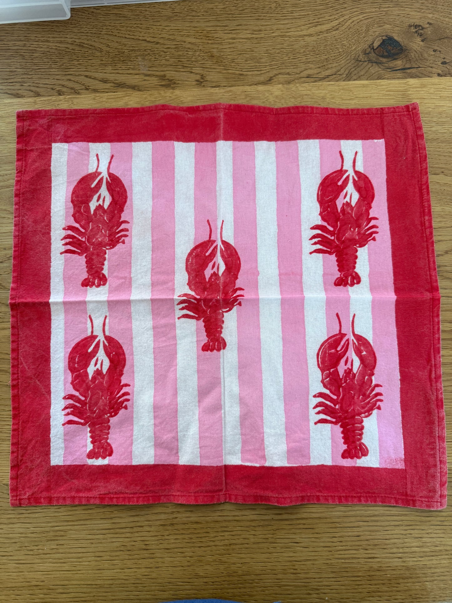 SECONDS Lobster and Pink Stripe / Red Border Napkins