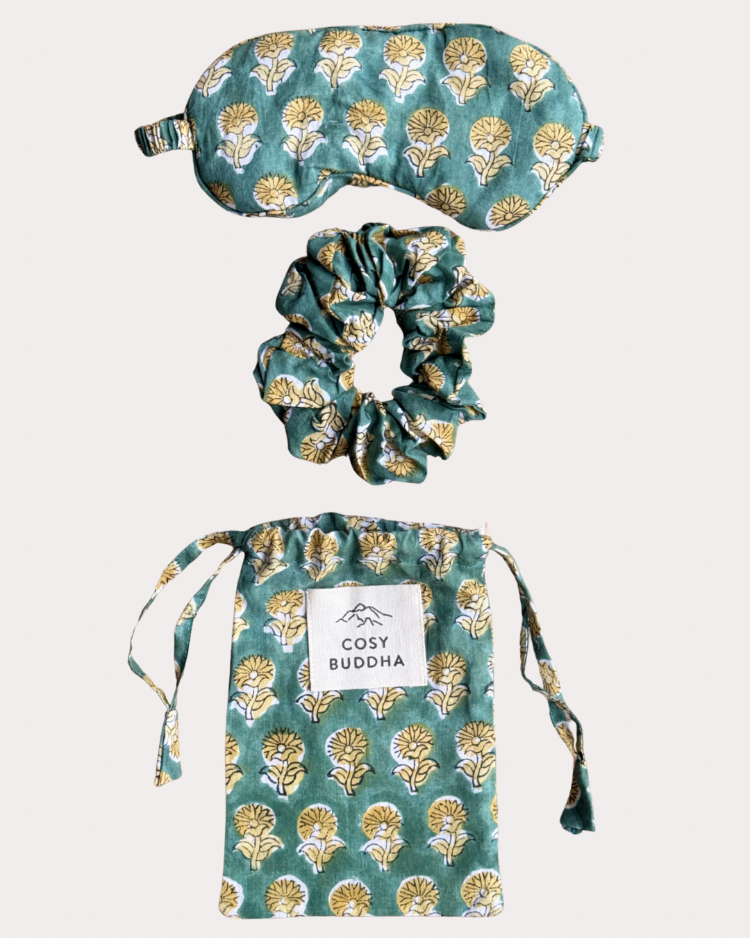 Block Print Gift Set - Eye Mask, Scrunchie & Pouch