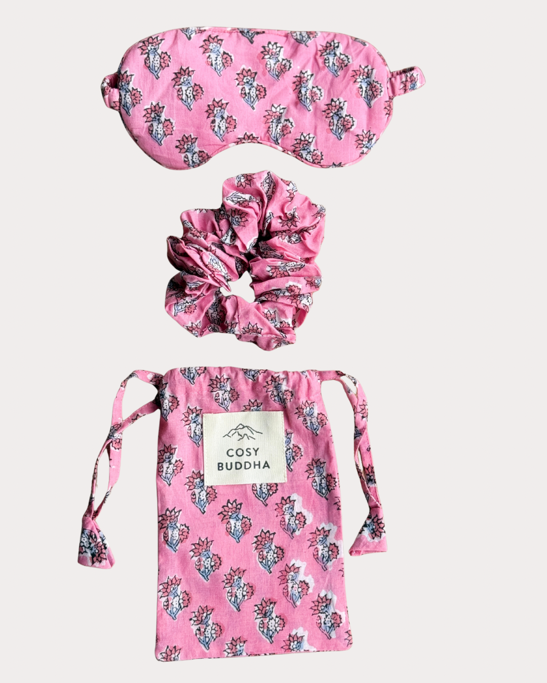 Block Print Gift Set - Eye Mask, Scrunchie & Pouch