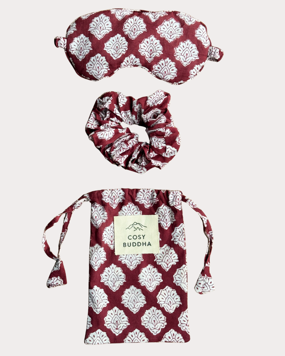 Block Print Gift Set - Eye Mask, Scrunchie & Pouch