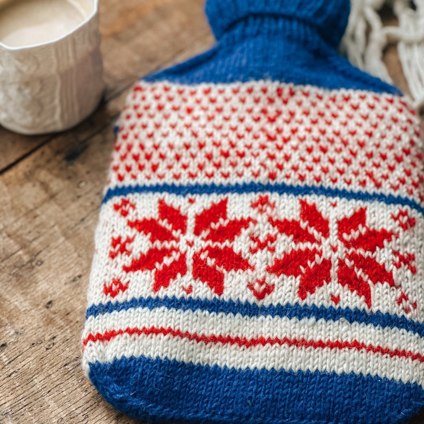 Snowflake Hand Knitted Fair Isle Hot Water Bottle