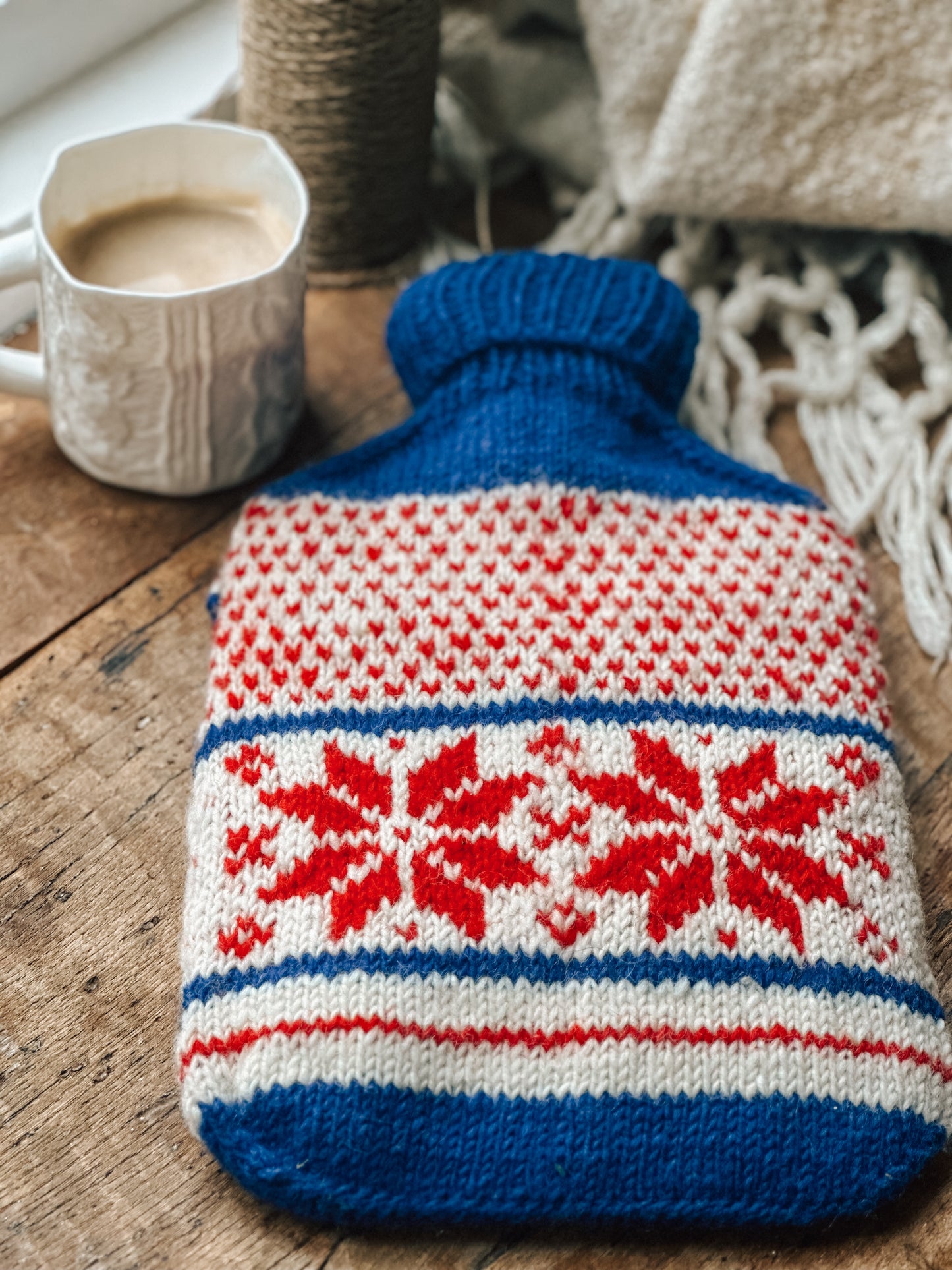 Snowflake Hand Knitted Fair Isle Hot Water Bottle