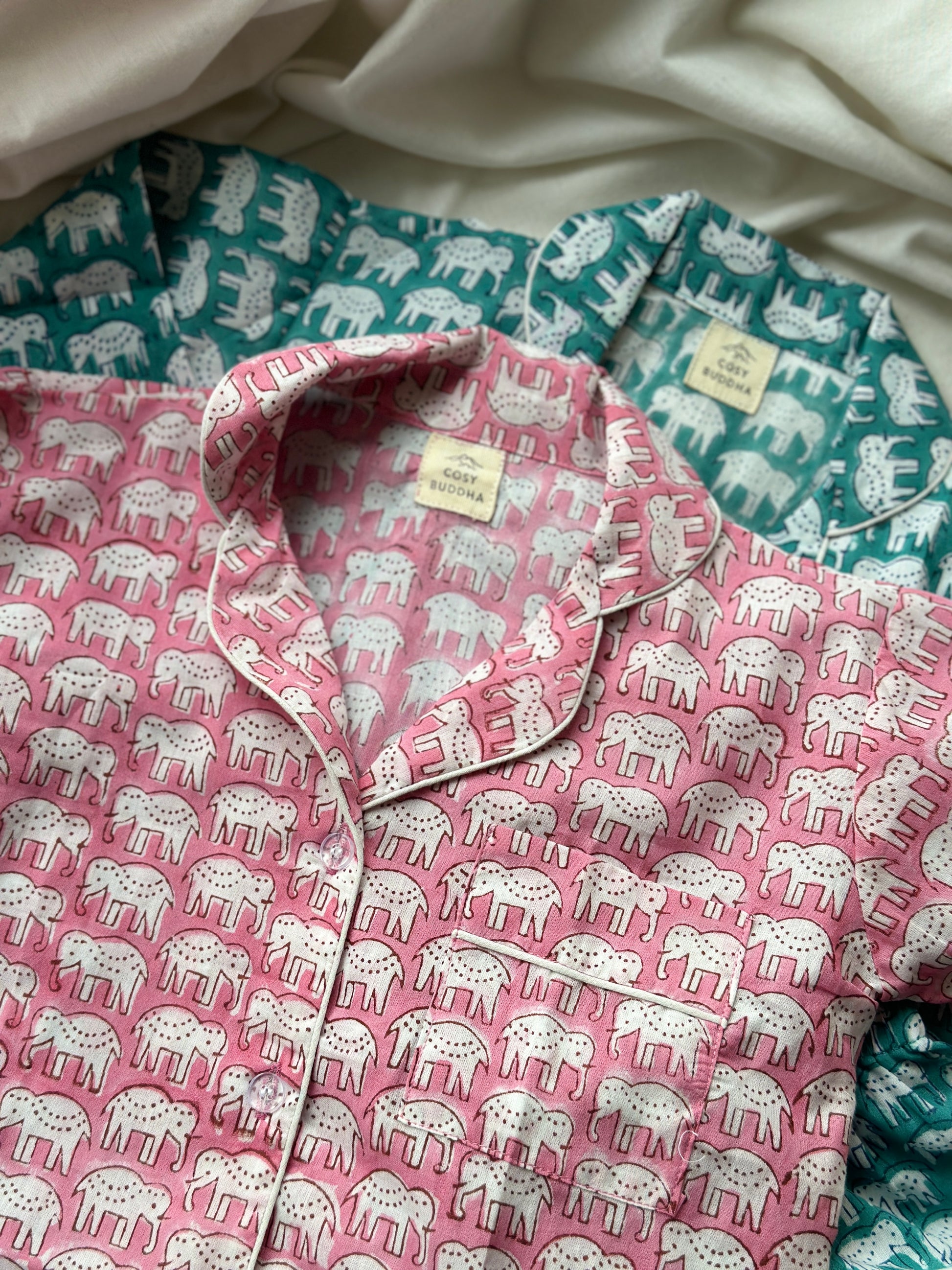Children’s Elephant Block Print Pyjamas - Main Image