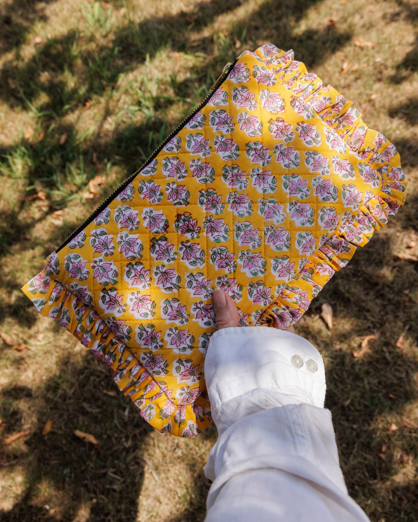 Saffron Floral Ruffle Clutch