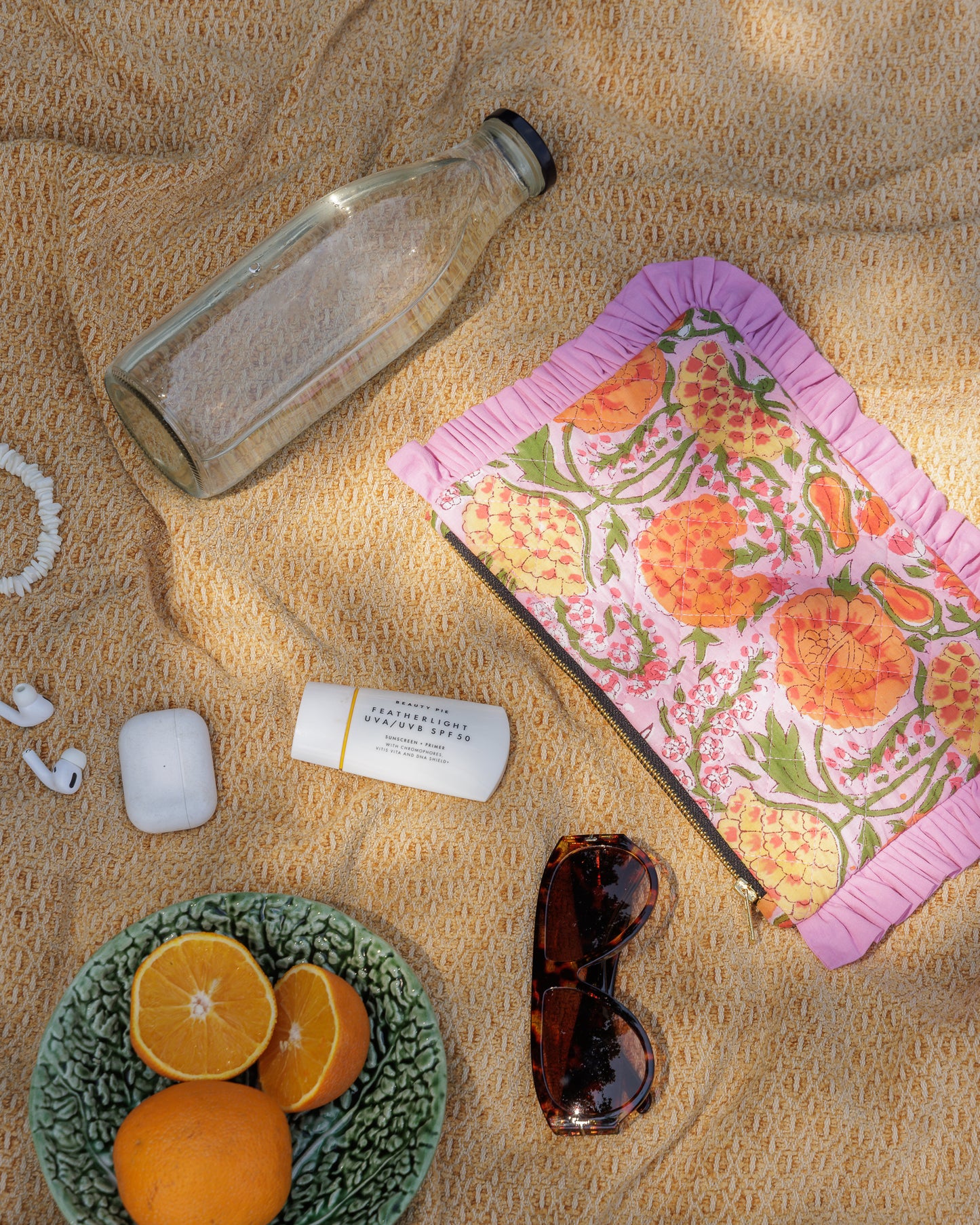 Pink Floral Ruffle Clutch