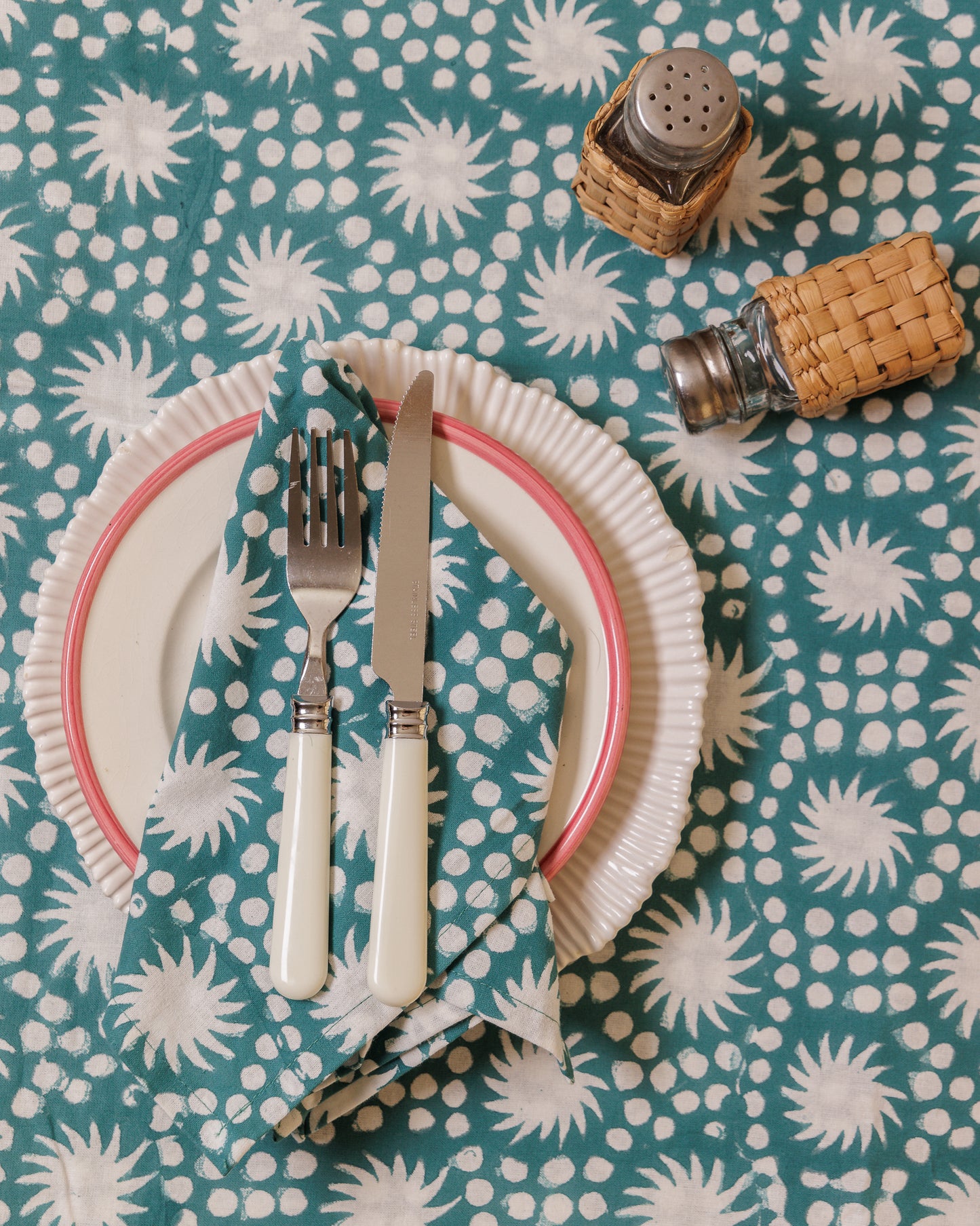 Sunburst Block Print Tablecloths