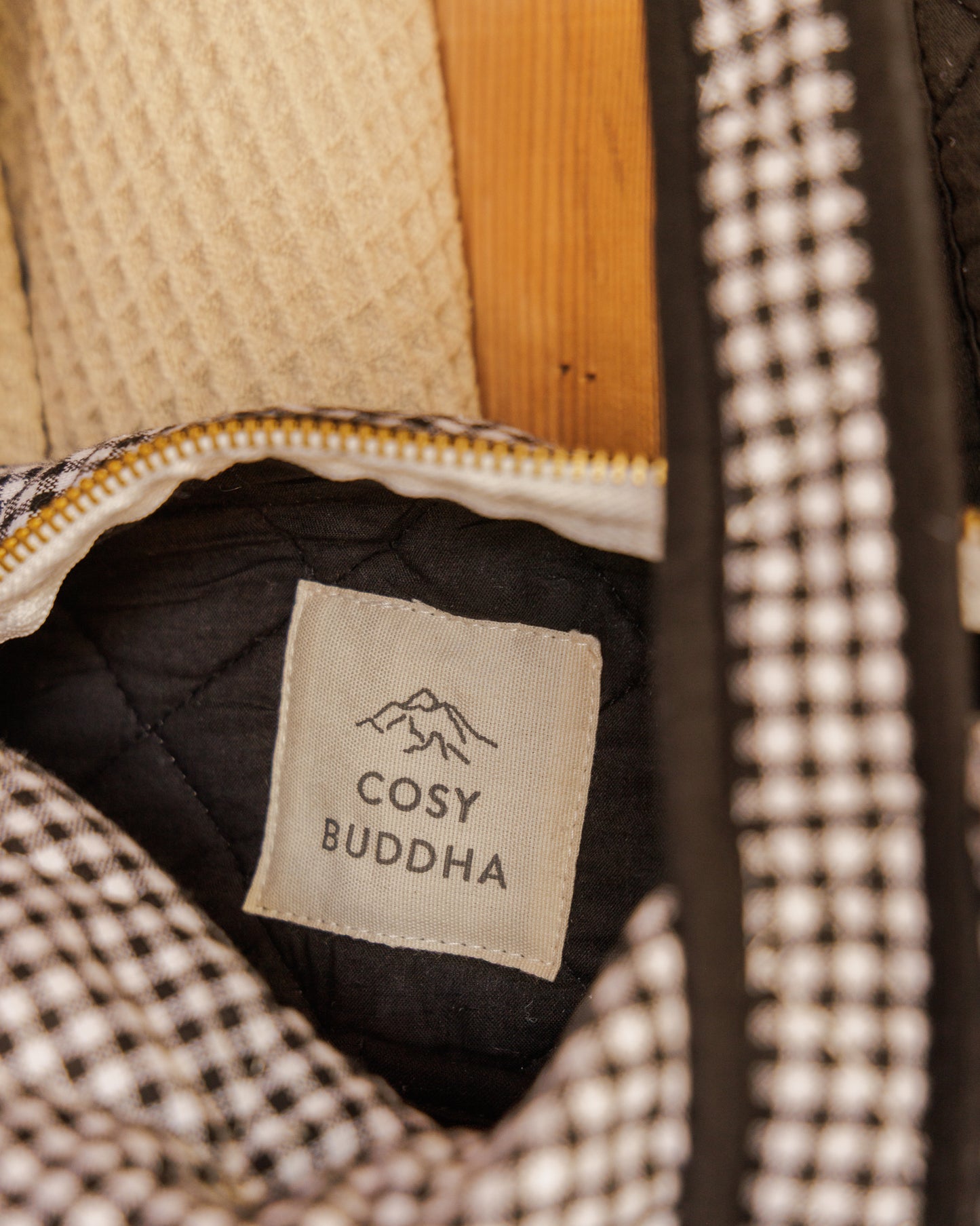 Black and White Khadi Gingham Duffle Bag