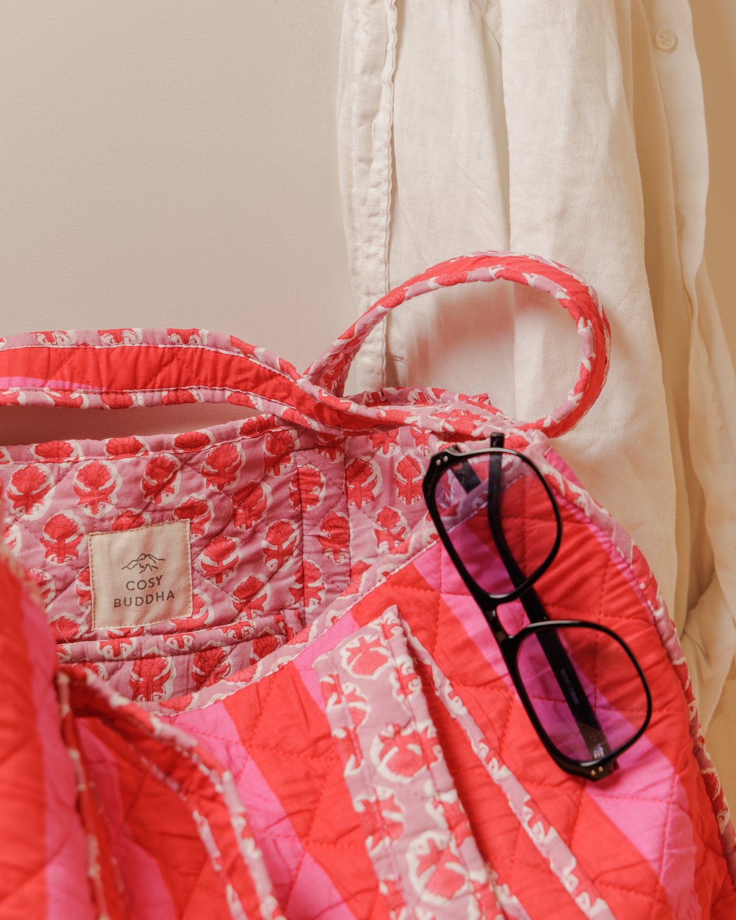 Pink and Red Buti Stripe Tote