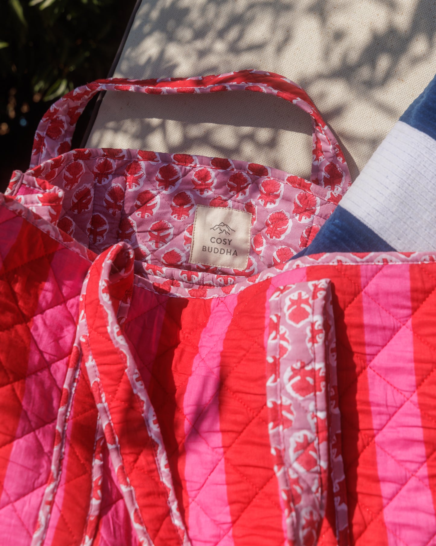 Pink and Red Buti Stripe Tote