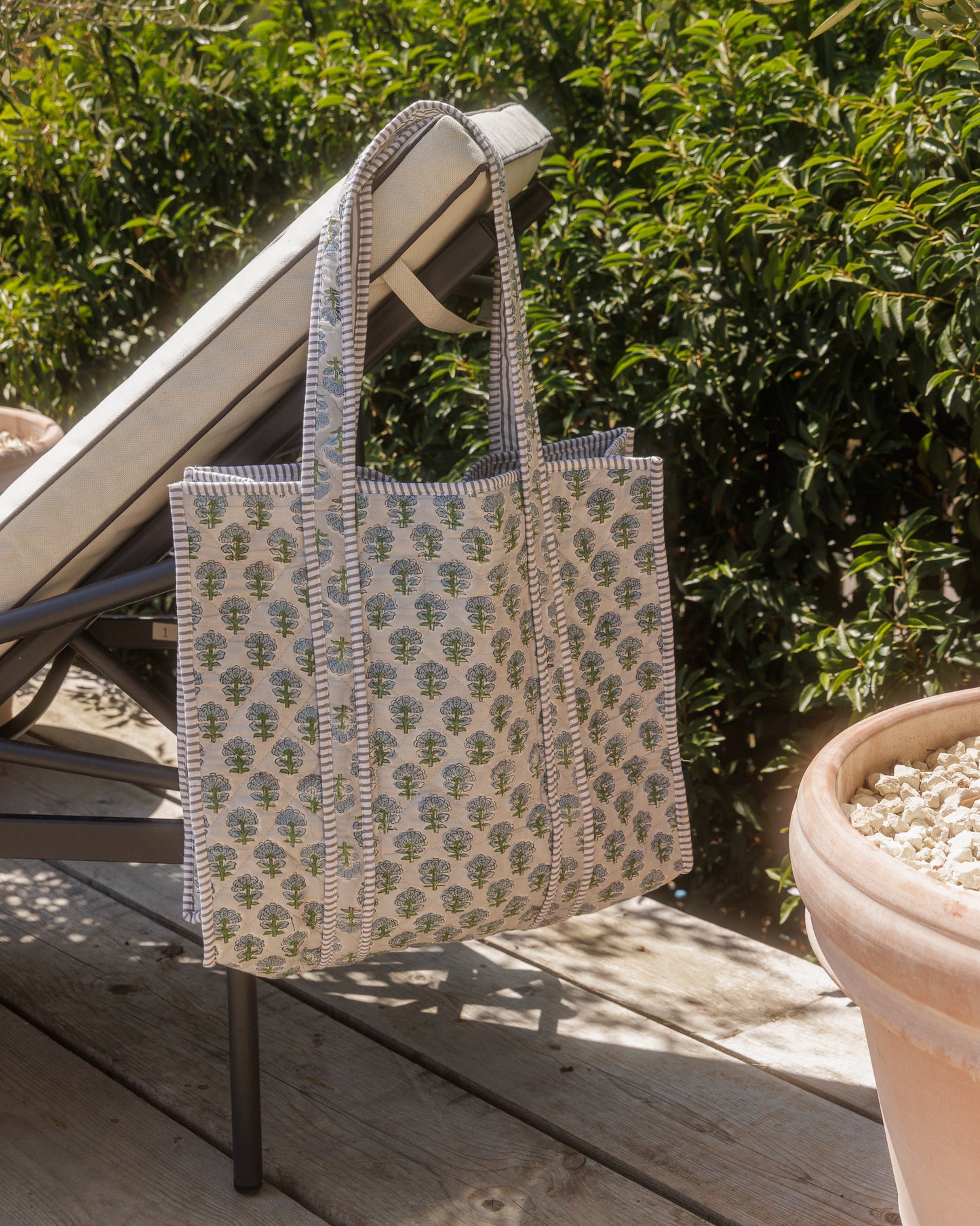 French Blue Block Print Tote