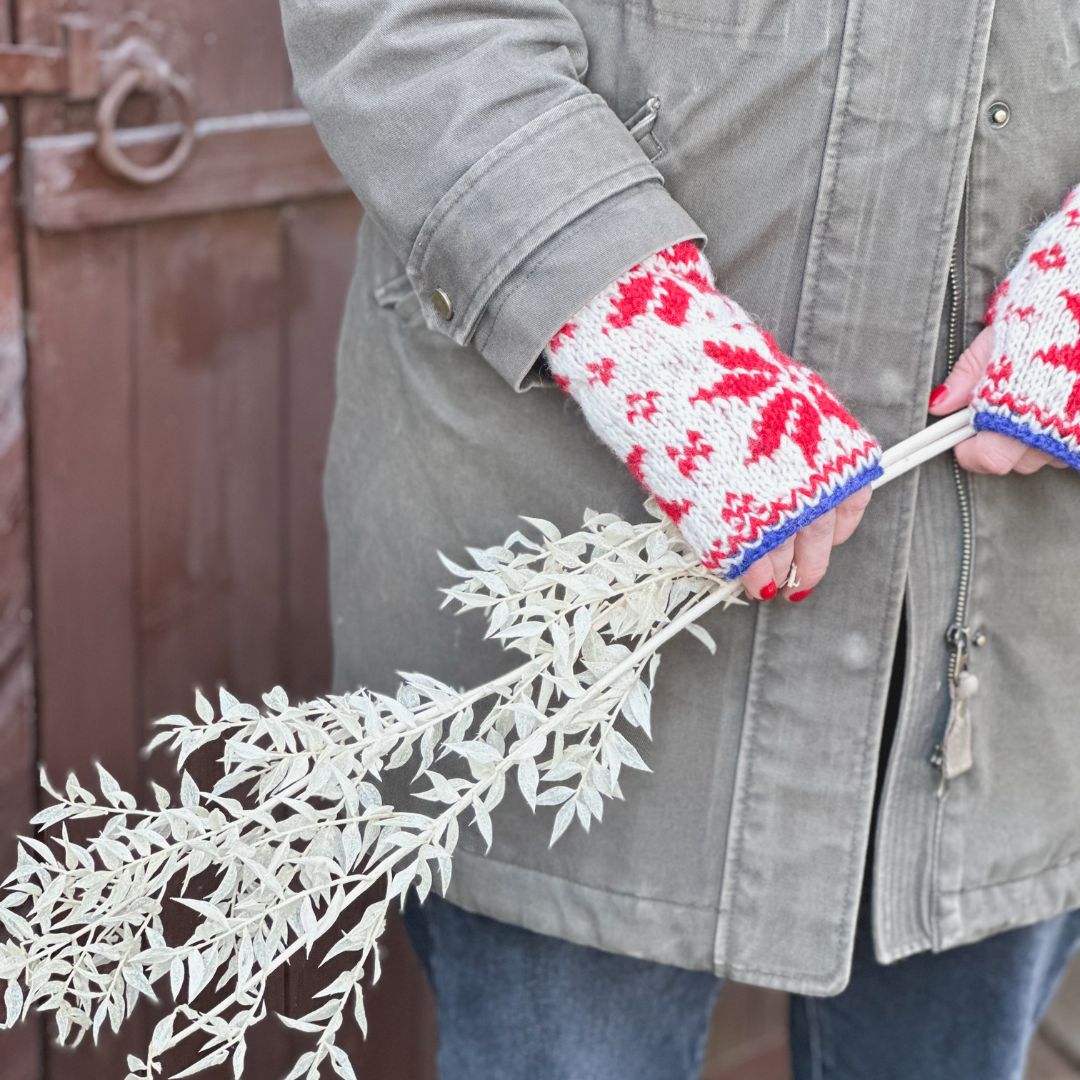 Snowflake Hand Knitted Wrist Warmers