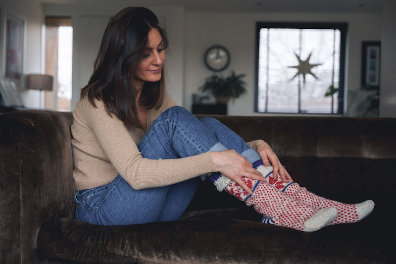 Snowflake Hand Knitted Fair Isle Socks