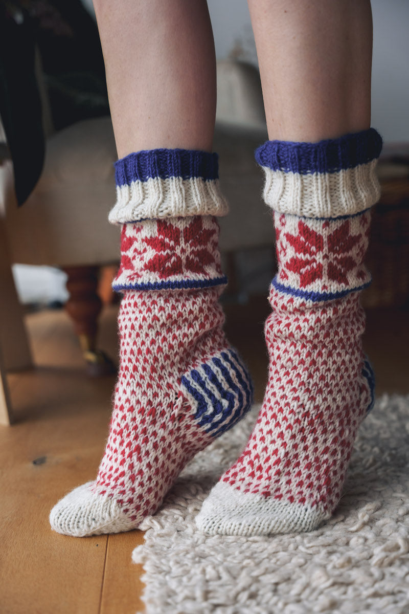 Snowflake Hand Knitted Fair Isle Socks