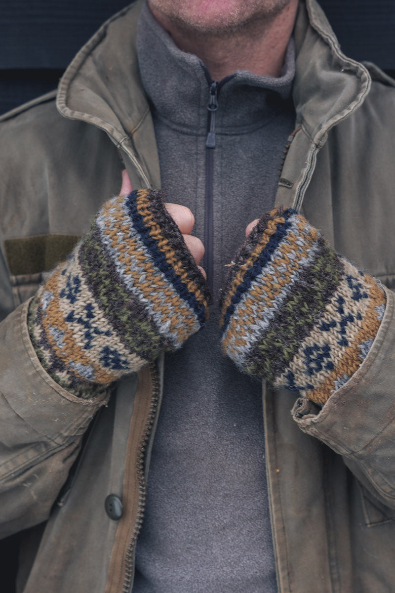 Men’s Moss and Stone Hand Knitted Wrist Warmers