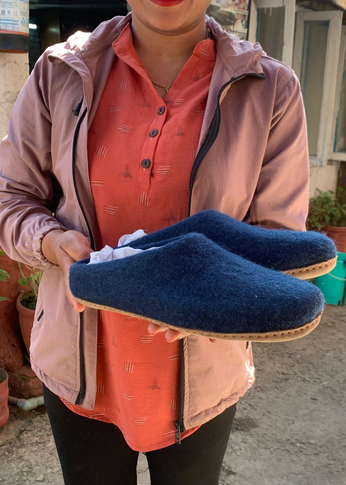 Hand Felted Wool Mule Slippers