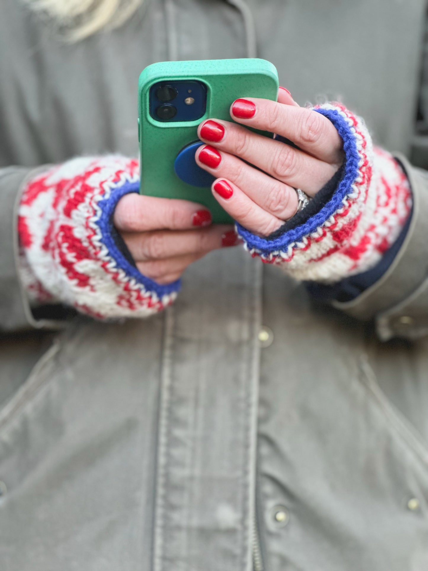 Snowflake Hand Knitted Wrist Warmers